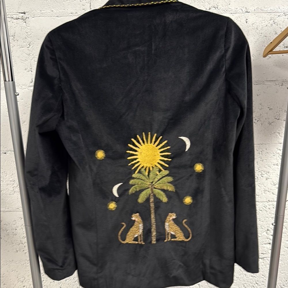 Never Fully Dressed Black Jacket with Yellow Stitching Embroidery - Size 6 - NWT